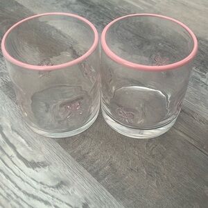 Pink Bow Old Fashion Whiskey Drinking Glasses set of 2